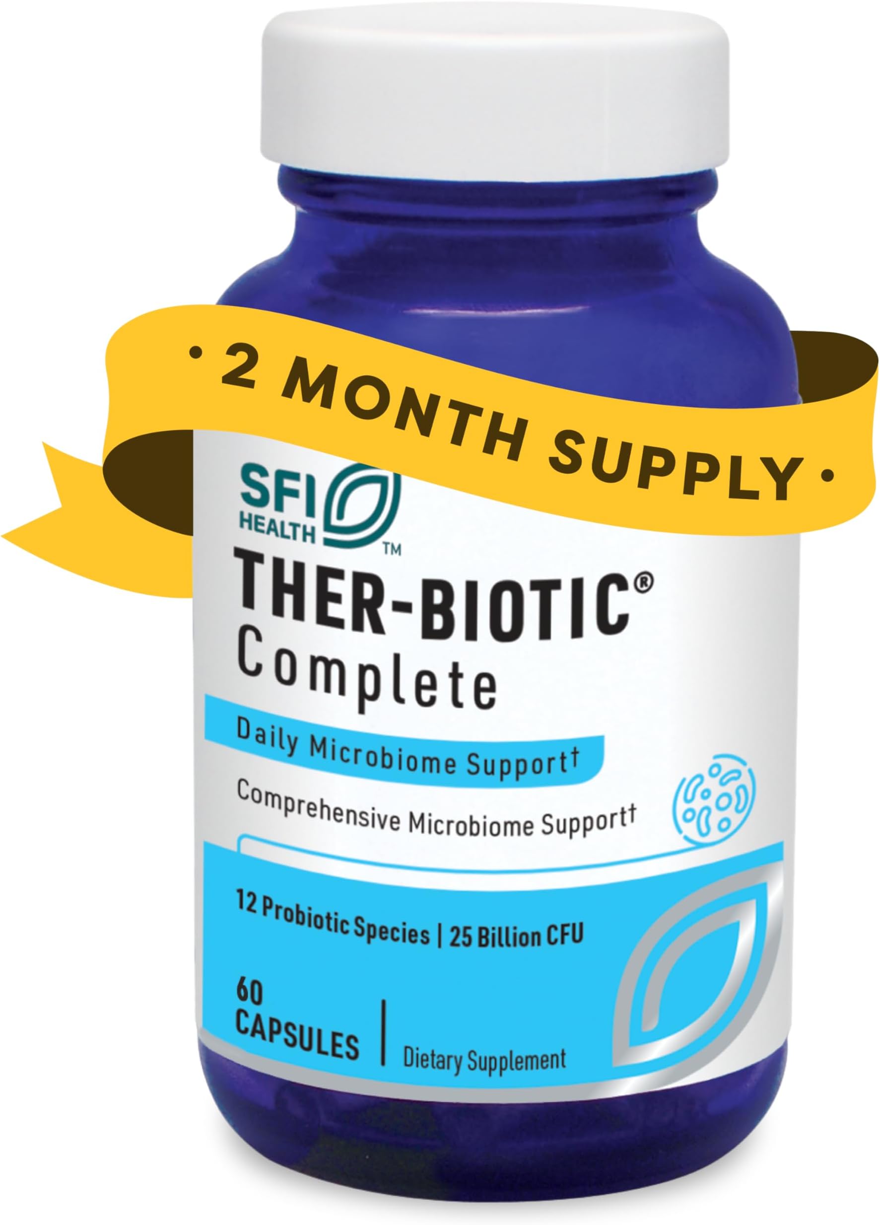 Klaire Labs Ther-Biotic Complete - 25 Billion CFU Probiotic Supplement - Lactobacillus Rhamnosus + 11 Other Probiotic Species - Hypoallergenic Probiotic for Gut Health + Immune Support (60 Capsules)