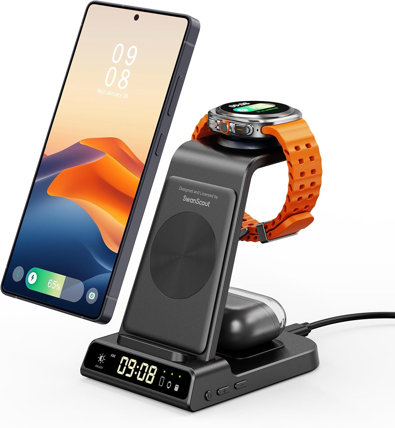 Wireless Charger for Samsung S26 Ultra/Z Flip8, Galaxy Watch 8/Ultra/7/6/5