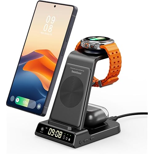 Wireless Charger for Samsung S26 Ultra/Z Flip8, Galaxy Watch 8/Ultra/7/6/5
