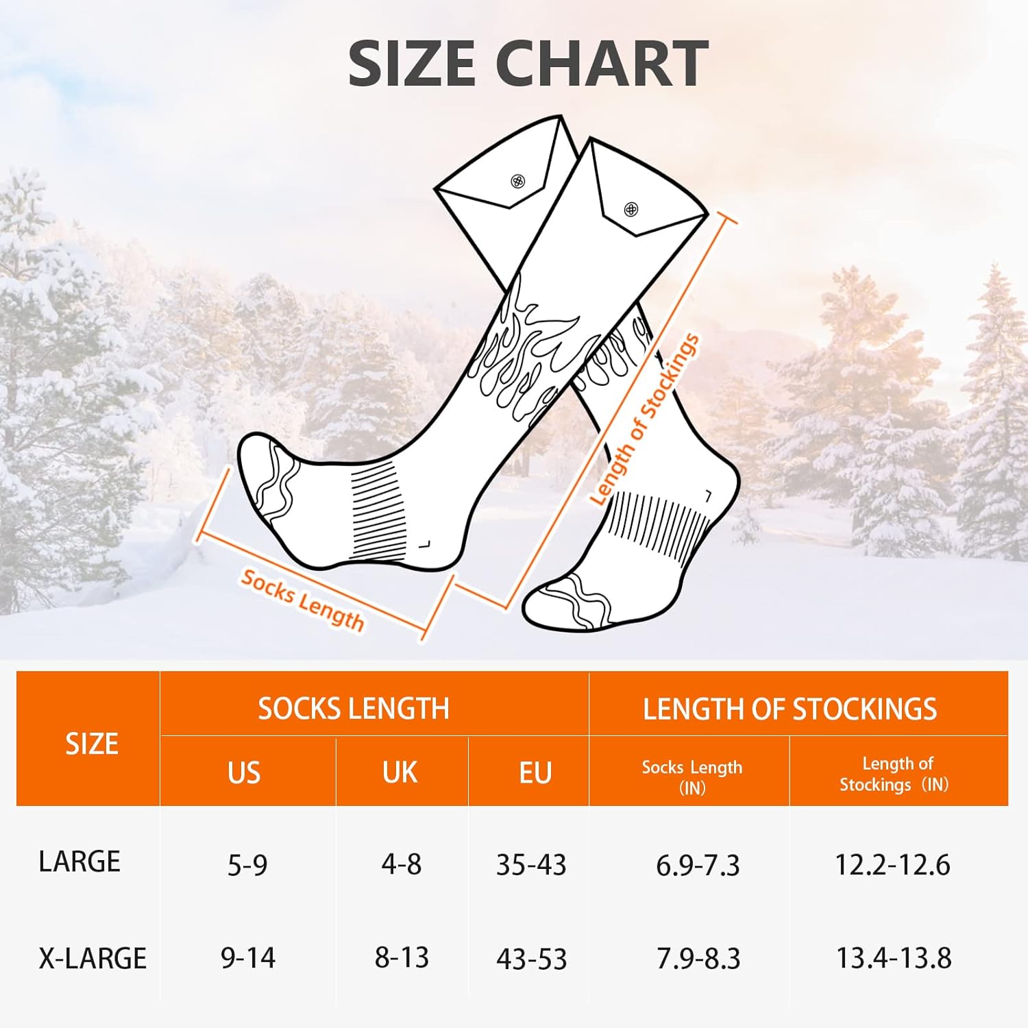 Heated Socks Rechargeable Electric Heated Socks for Men Women - 5V/5000 mAh Battery Powered Foot Warmer Stockings with APP Control for Winter Hunting Skiing Camping Hiking (Flame-XL) : Everything Else