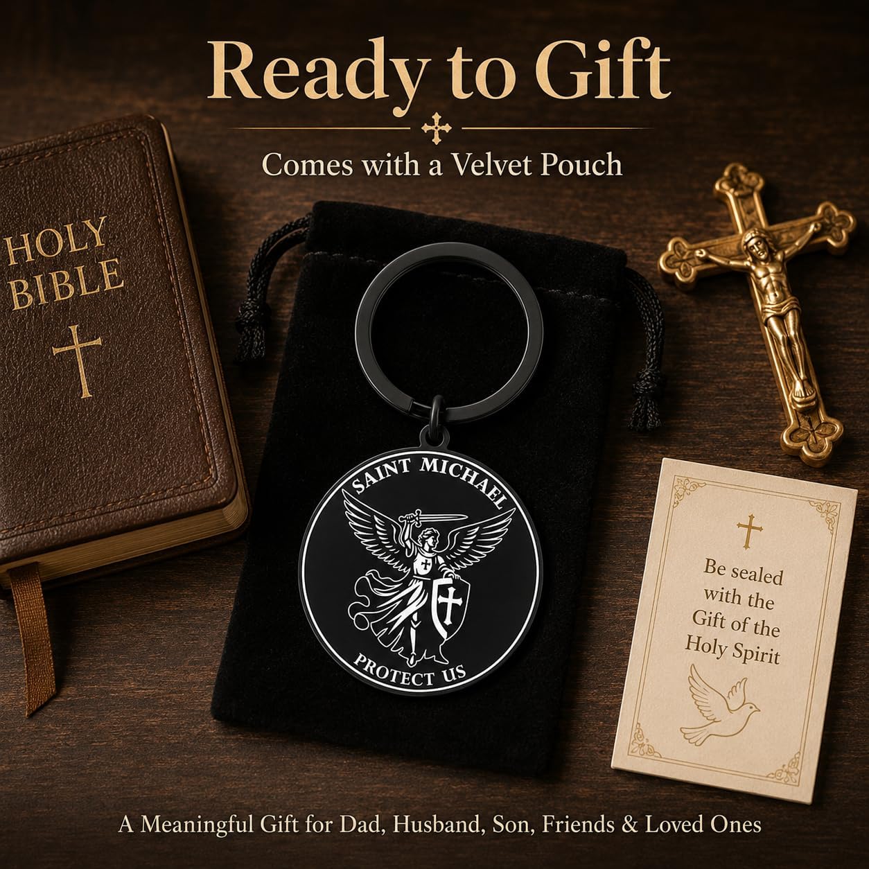 Saint Michael Keychain - St Michael the Archangel Protection Prayer Coin Keychain - Saint Michaels Medal Challenge Gift, Catholic Christian Religious Gift