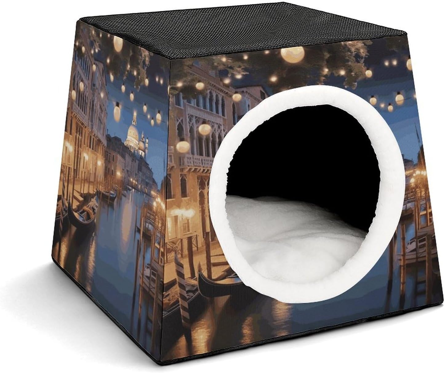 Pet Sleeping Nest Bed, Beautiful Venice at Night Printed Dog House Cat Nest, Winter Pet House are Suitable for Most Cats, Dogs, and Other Small Pets