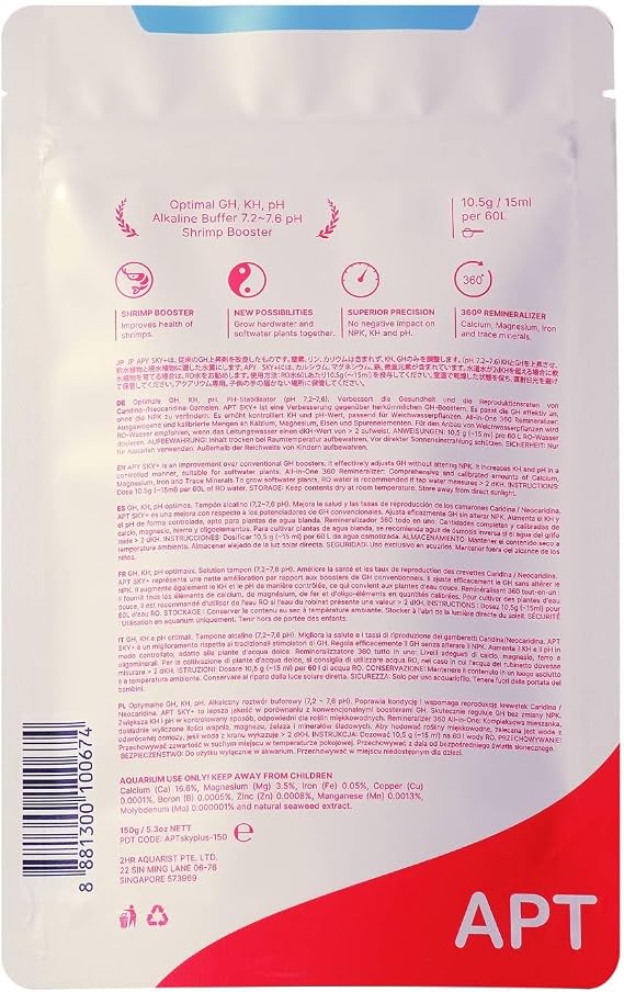 2HR Aquarist APT Sky Plus GH KH Booster + Shrimp Minerals (150G)