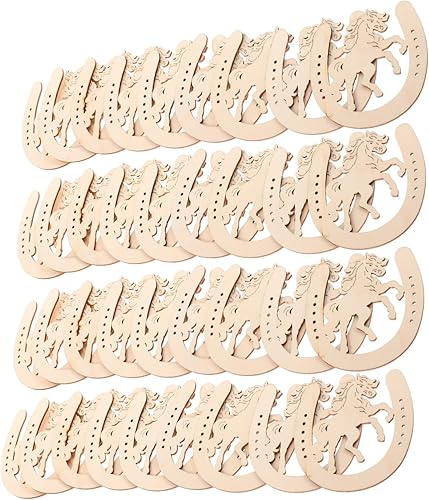 48 piezas de chips de herradura decoración de madera retro para herraduras sin terminar recortes decoraciones para salas de casa pintura recortes de