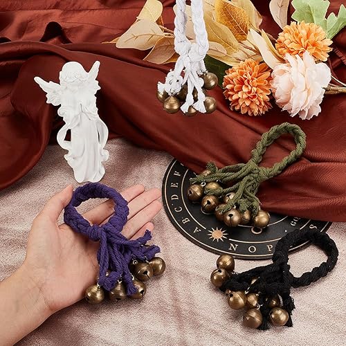 Miniatura 49 de OLYCRAFT 3 Pcs Witch Bells & Keychain Hangers - Moon Key Wiccan Bells Decor with Wood Beads Wind Chimes for Home Decor - 11.8 Inch