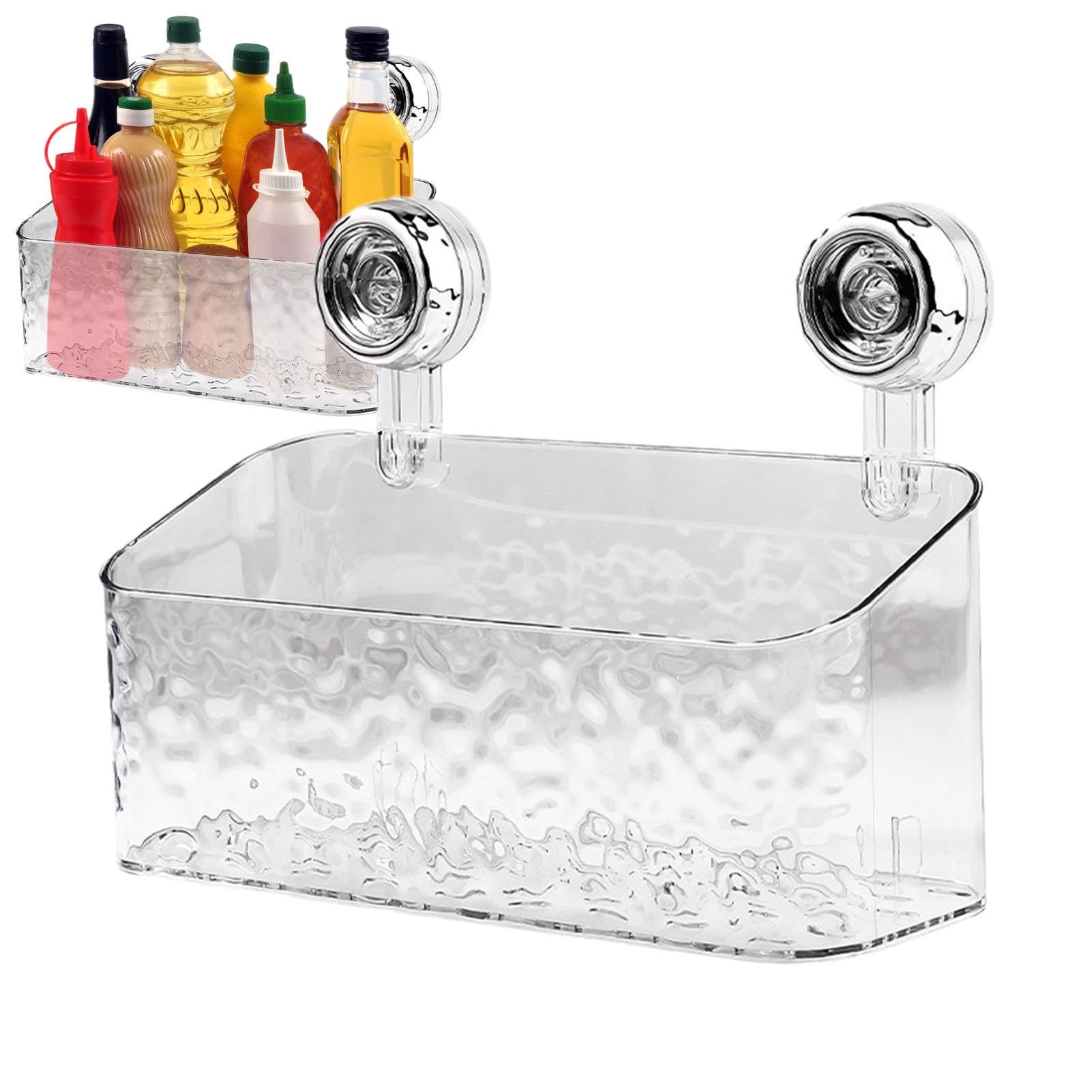 SDGBCXD bathroom shelves, No Drill Adhesive Corner Shelf with Hooks, Removable Waterproof Organizer for Soap, Shampoo(Transparent 1 Pc)