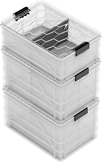 SIDIO Starter Pack, HD Stackable Storage Bins with Lids & Dividers, Clear | Includes 2 full-size & 1 half-size crates, lids & dividers, durable organizer for home, garage & outdoor use, USA made