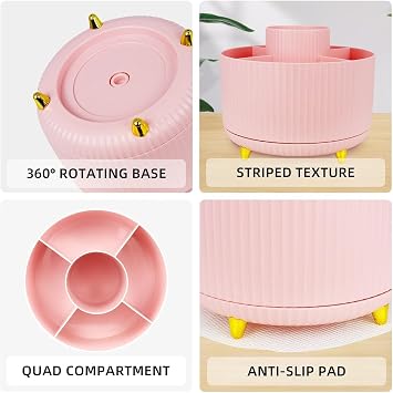 14 in 1 Pink Office Supplies Set, Desk Accessories 360°Pen Holder and Accessories