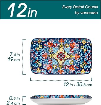 vancasso Serving Platters Set of 4, 12 x 7.4 Inch Rectangular Trays Large
