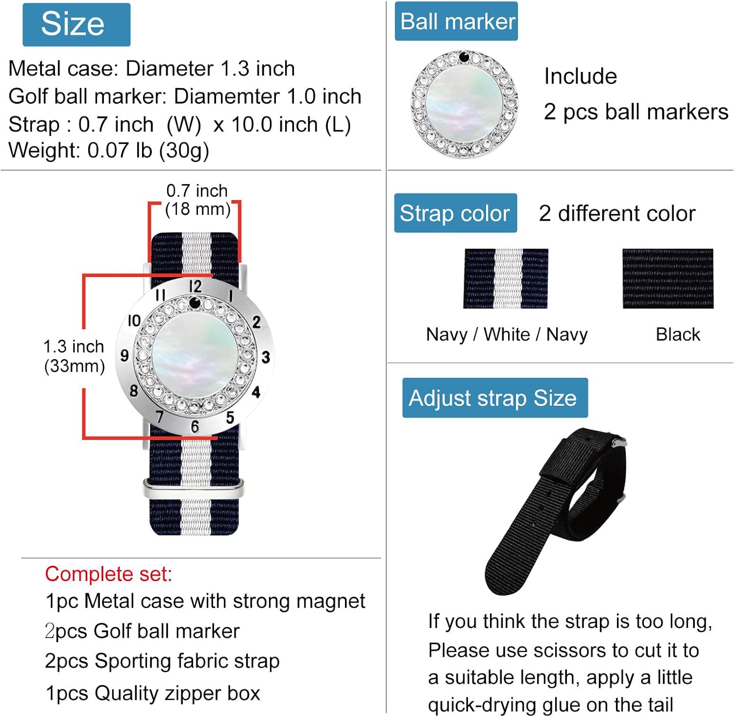 Golf Ball Marker with Golf Stroke Counter Bracelet, Pearl Crystal Ball Marker, Golf Accessories, Golf Gifts, Golf Counters for Women