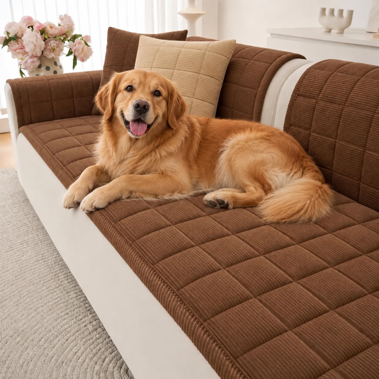 Aucrovee Thick Corduroy Sofa Cover, Non-Slip Furniture Protector,1PCS — image 1
