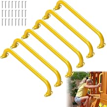 17.3 Inch Playground Handles Monkey Bars Indoor | Metal Grab Handle Hand Grips for Treehouse Yellow, 6 Pack
