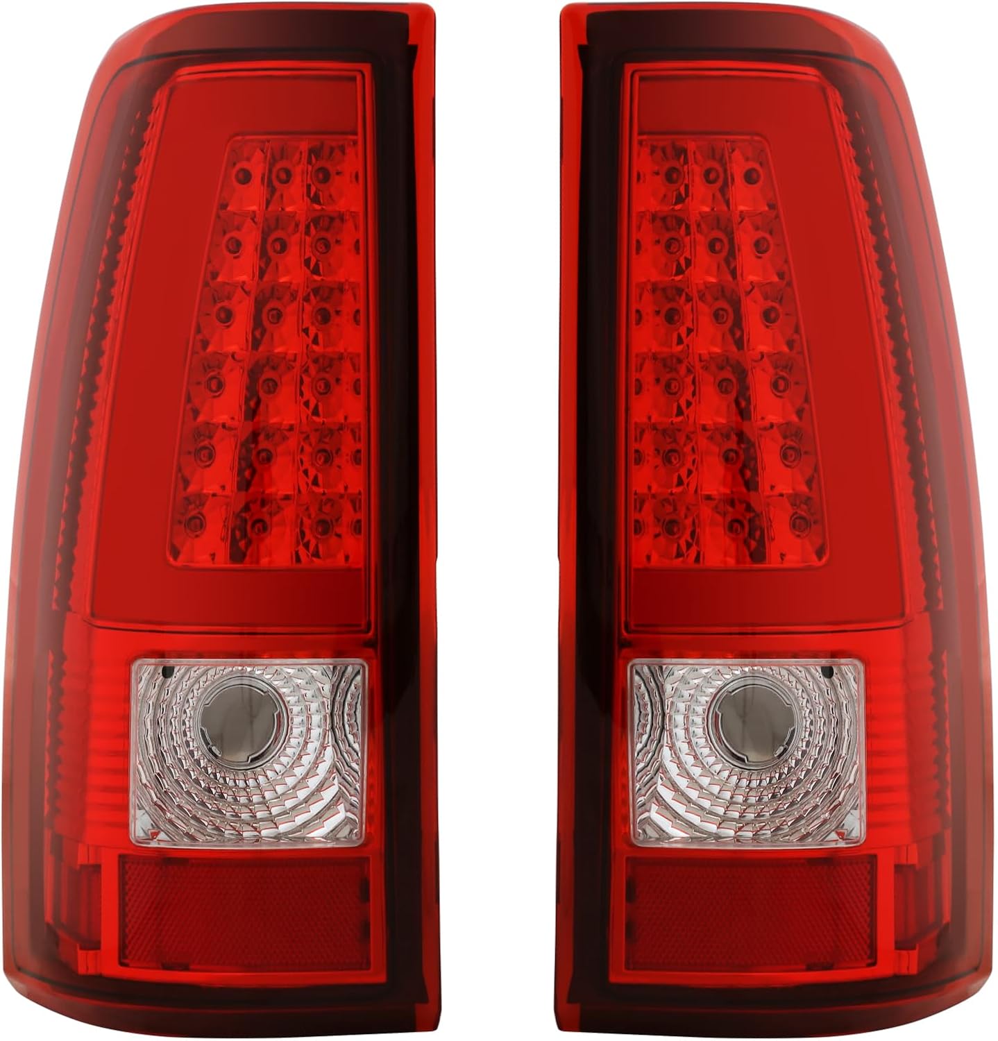 PENSUN Tail Lights Assembly Set Compatible With 2003 2004 2005 2006 Chevy Silverado 1500 2500 Rear Brake Lamp Pair Left+Right W/LED Red GM2800174 GM2801174