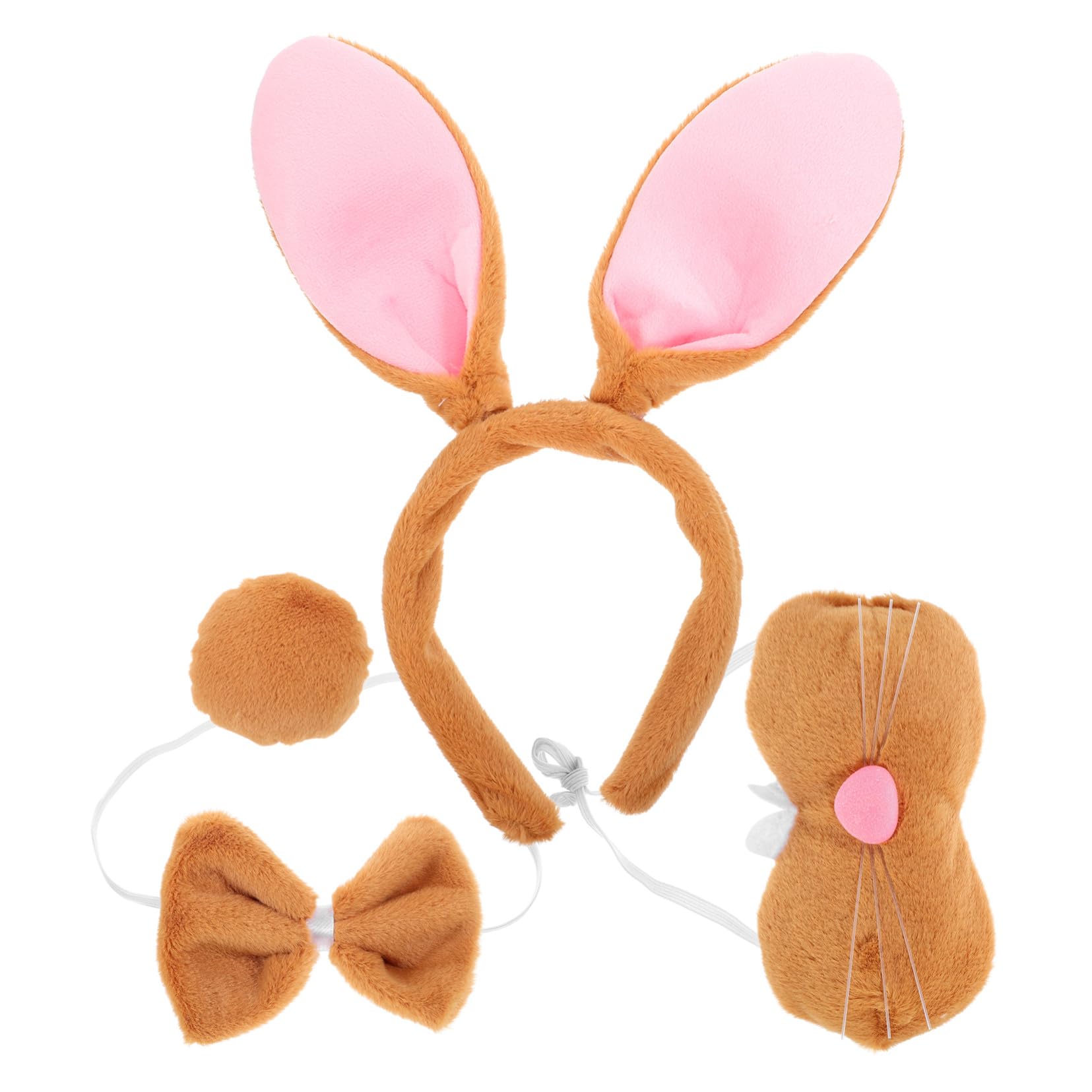 VICASKY 5 Ensembles Set Daccessoires Cosplay Lapin pour Halloween Tête Oreilles et Queue de Lapin Costume Animal pour Adultes et Cosplay et Confortable