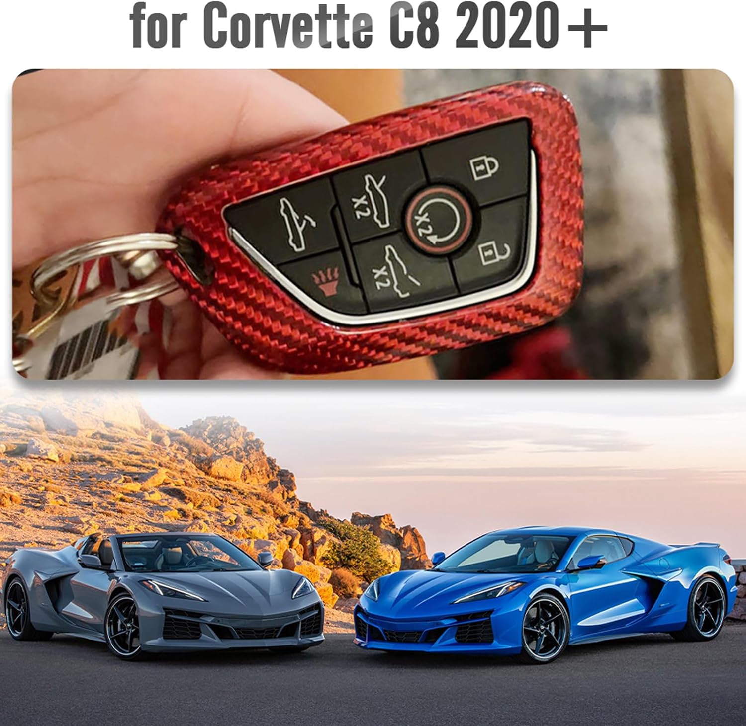 G Brand Genuine Carbon Fiber for Chevrolet Corvette C8 Key Fob Case Cover 2020 2021 2022 (Red, Black) Keyless Entry Shell Trim (Red), 4 x 1 x 1