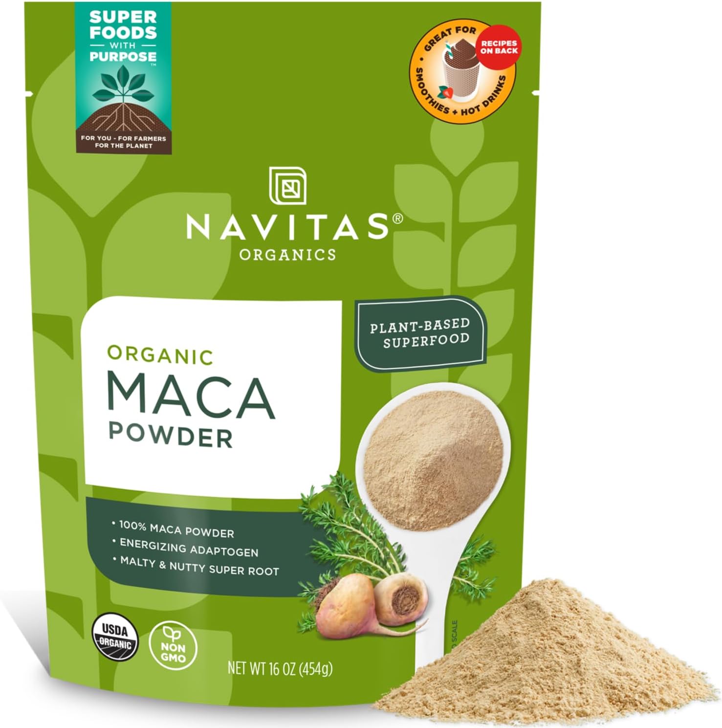Maca Powder – 100% Gelatinized Peruvian Maca for Smoothies, Lattes, Baking & More – Energize & Balance - USDA Organic, Non GMO, Vegan, Gluten Free - 16oz. Bag