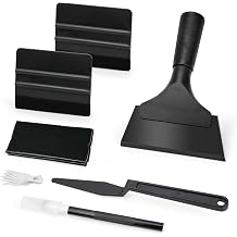 Black Window Tint Vinyl Wrap Kit - Car Film Application Tools with Felt Squeegee, Rubber Wiper, Shank Tucker & Precision Knife - for Auto Wraps, PPF, Wallpaper, Glass Privacy Film