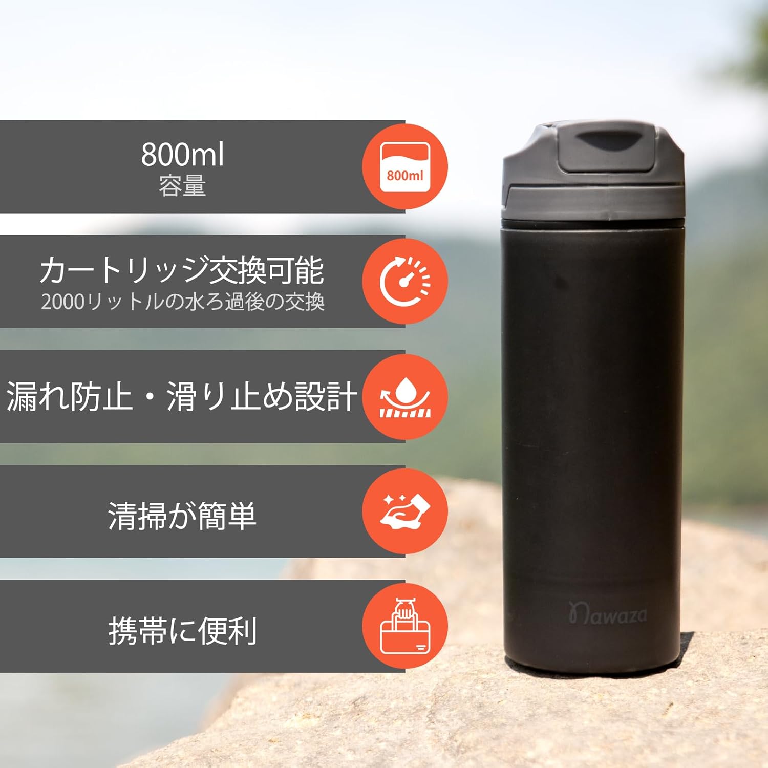 持ち運びが便利で、水漏れを防止します。災害非常時、アウトドア活動、旅行の場面に適しており、川の水でも安全安心に飲用できます。男女問わ