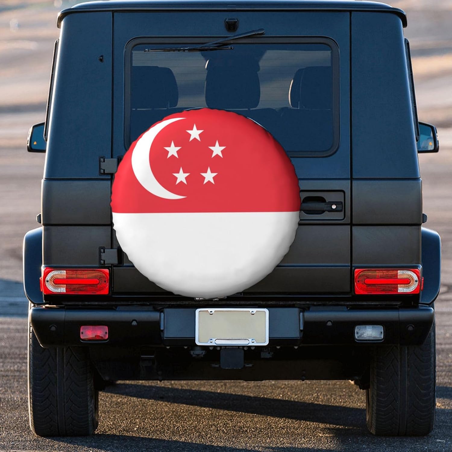 Singapore Flag Print Tire Cover Universal Spare Wheel for Trailer Rv SUV Truck Camper Travel Accessories