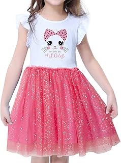 Tulle Dress for Girls, Cute Casual Ruffle Princess Outfit Clothes,Toddler/Little/Big Kid Girls Clothing Size 2-10T