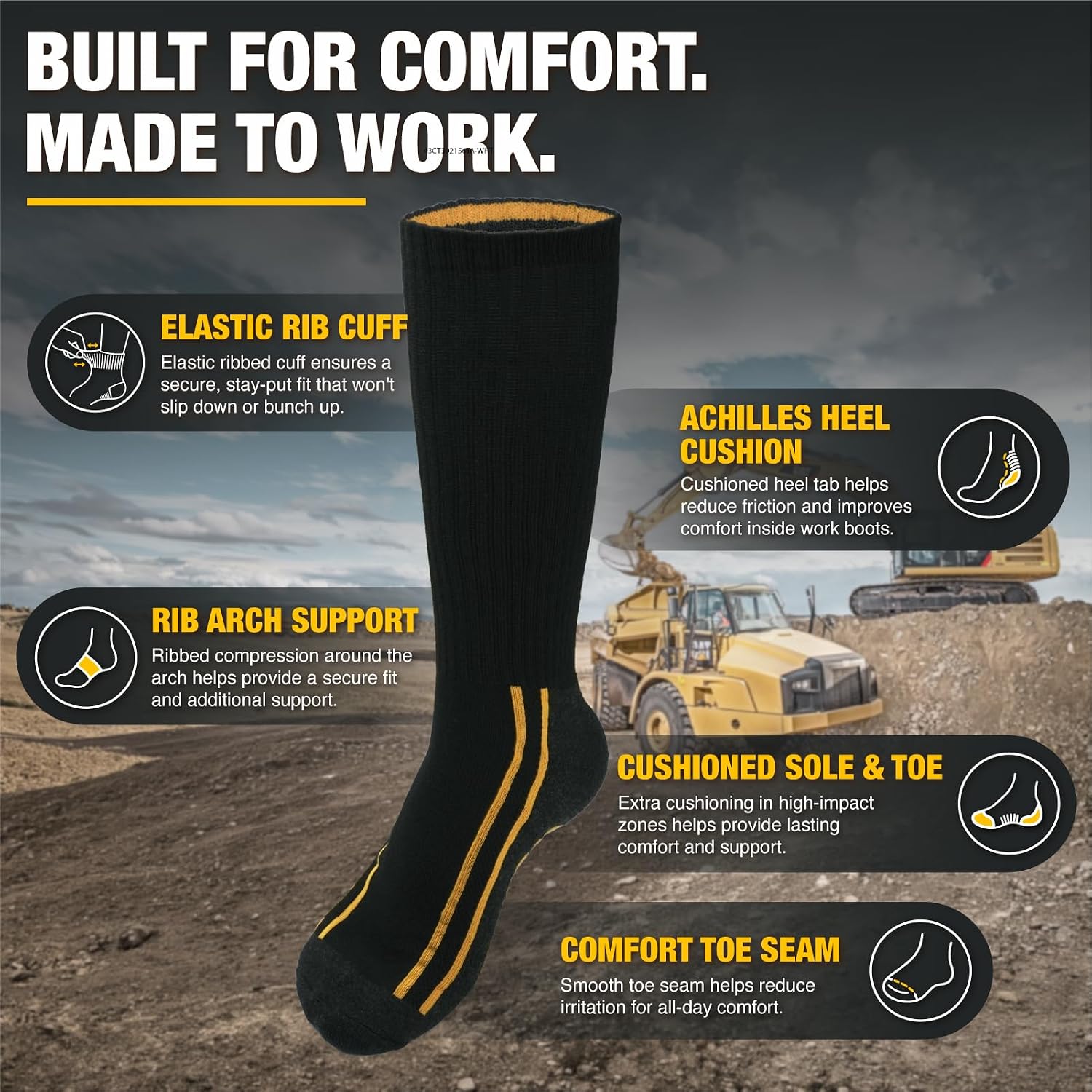CAT mens 6-pack Half Cushioned Crew Socks