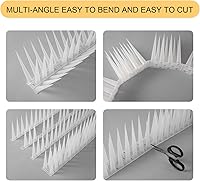Vista 6 de OFFO Bird Spikes Pigeon Outdoor Spikes for Cat Keep Birds Raccoon Woodpecker Away Covers 2.6 Feet(0.8m), Frosted White