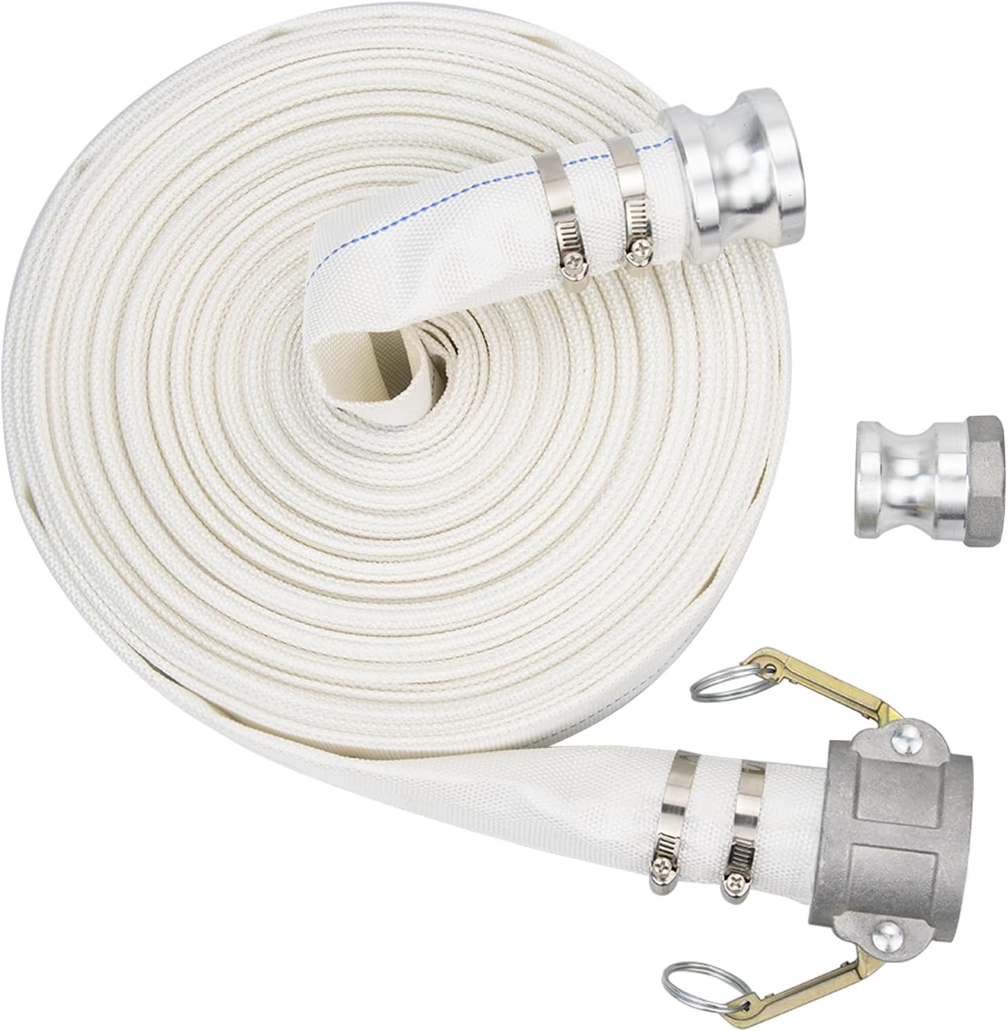 Fire Hose, 1-1/2" ID X 100 FT Backwash Hose Lay Flat Water Hose Heavy Duty Discharge Hose With Clamp for Outdoor Lawn, Garden Irrigation