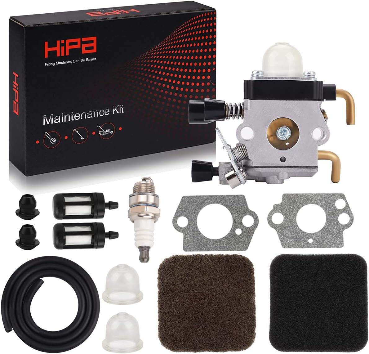 Hipa FS80R Carburetor for STHIL FS85 FS85R FS80 FS72 FS74 FS75 FS76 FS85RX HS72 HS74 HS75 HS76 HS80 HS85 HL75 FH75 FC75 FC85 KM80 HT70 HT75 String Trimmer Weedeater w Maintenance Kit