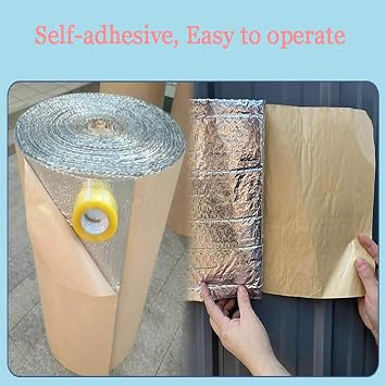 Foil Bubble Insulation,Reflective Insulation Roll, Foam Core Radiant Barrier,Thermal Insulation Shield Radiant Barrier,for Weatherproofing Attics, Windows, Garages,Ducts,2mm(thk),1 * 1M(1m2)