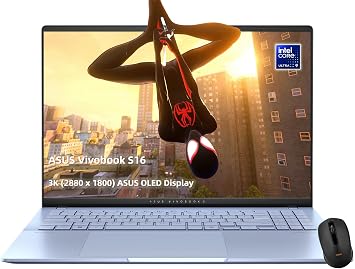 ASUS Vivobook 16" OLED WQXGA+2880x1800 Slim Laptop, Intel Core Ultra9 285H, Wi-Fi 7, RGB Backlit KB, 2X Thunderbolt 4, FHD Webcam, Windows 11Pro, Wireless Mouse 32GB RAM | 2TB SSD + Pro