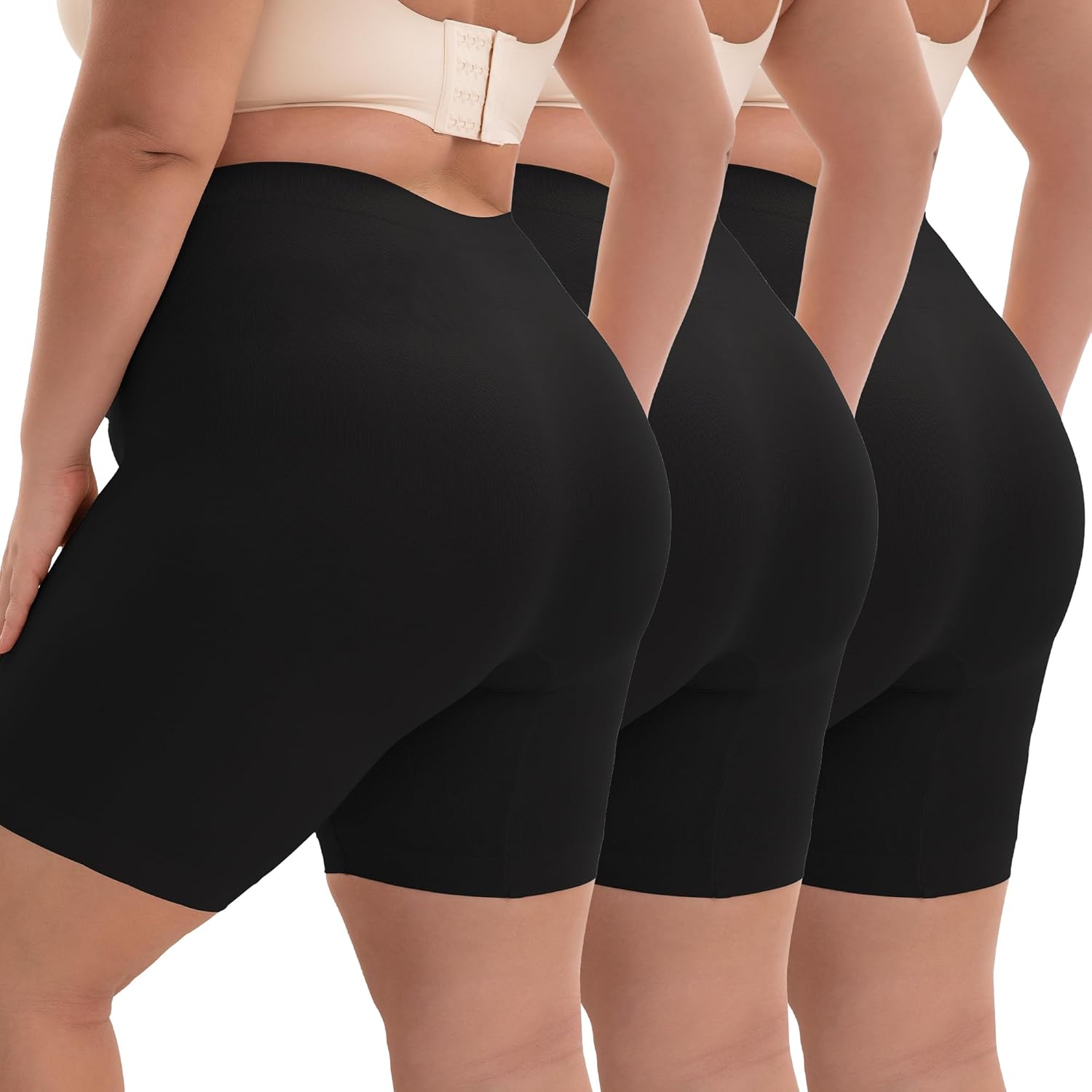 INNERSY Women's Plus Size Slip Shorts for Under Dresses Anti-Chafing Smooth Summer Shorts 3-Pack
