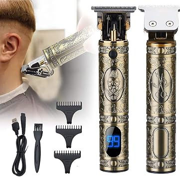 Hair Clippers for Men Hair Trimmer for Barbers,Professional Cordless T Blade Trimmer, Beard Edger Liners for Men,Barber Shavers for Hair Cutting,Gold Knight Close-Cutting Hair Machine