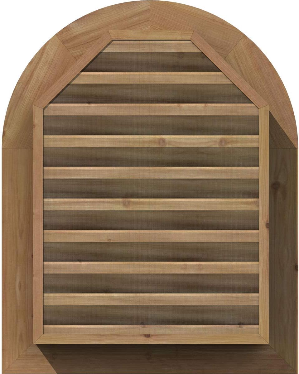 Review Discount Ekena Millwork GVWRT14X1800SFUWR Round Top Gable Vent, 14W x 18 (19W x 23H Frame Size), Western Red Cedar, Unfinished