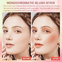 Vista 4 de Cream Blush Stick, Monochromatic Beauty Wand for Cheek and Lip Tint, Long Lasting Hydrating Formula, Multi-use Makeup Stick Blends Perfectly onto 1#