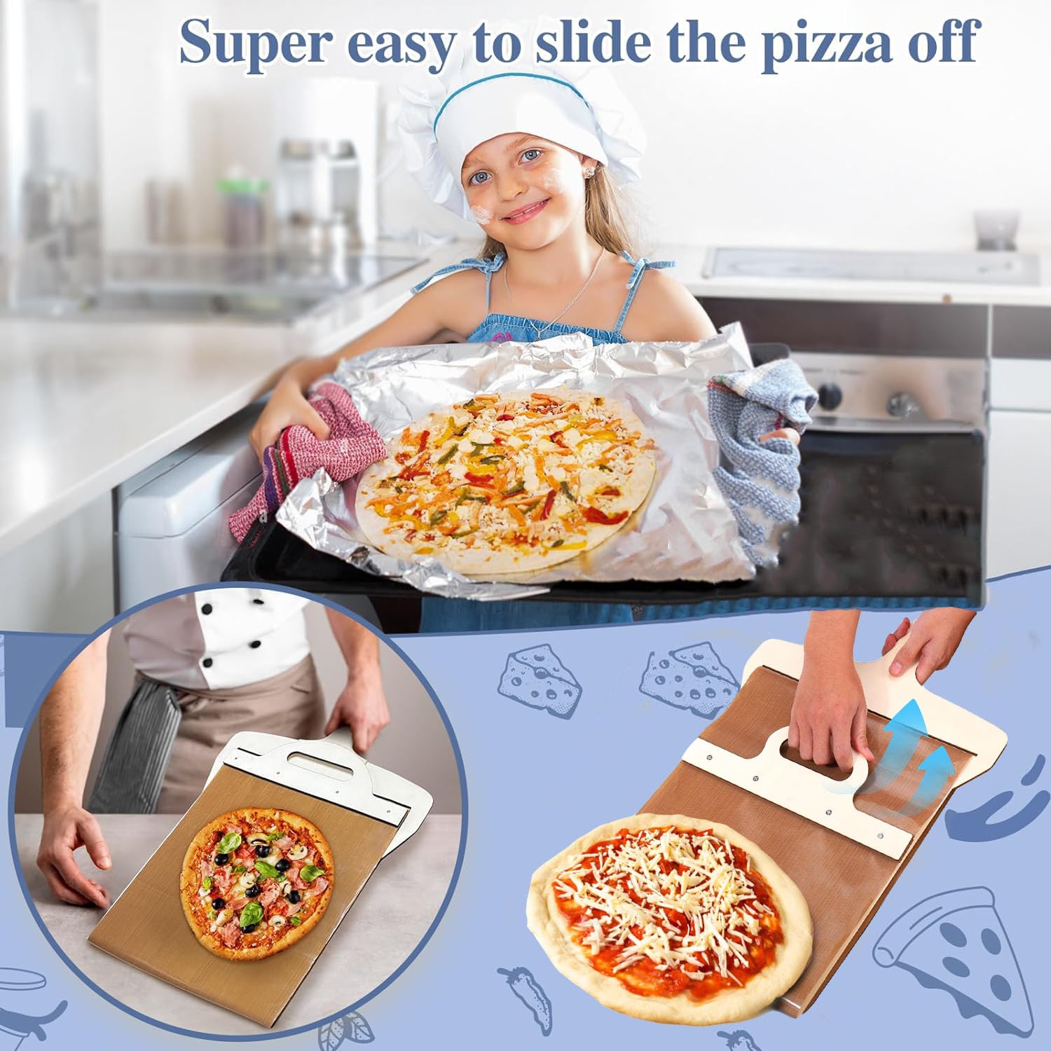 Pala Pizza In Legno Scorrevole 58x30 Cm - Antiaderente Per Forno