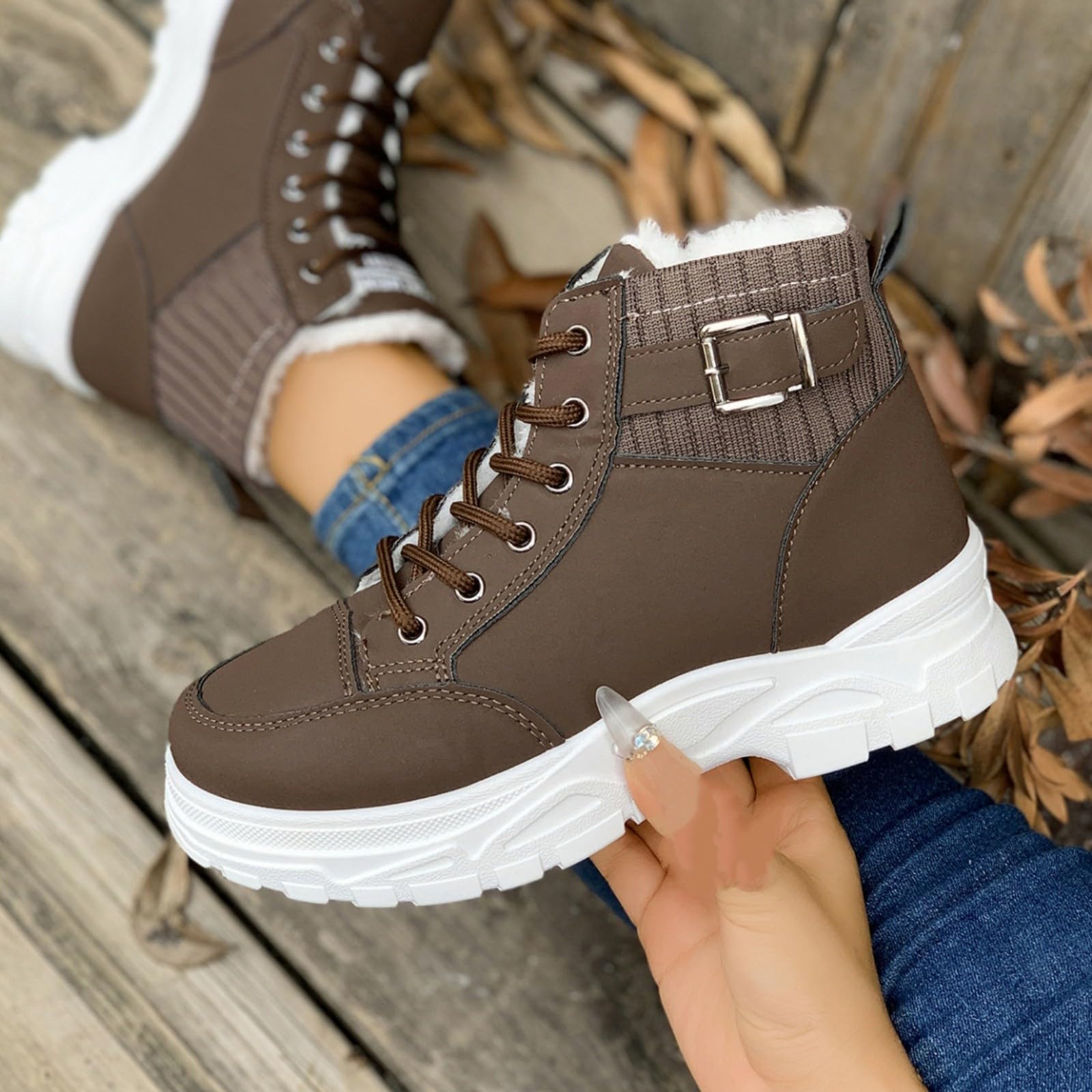 Męskie zimowe trampki z wysoką cholewką, ciepłe, z podszewką z futra, na co dzień, sznurowane buty do codziennego chodzenia i streetwear