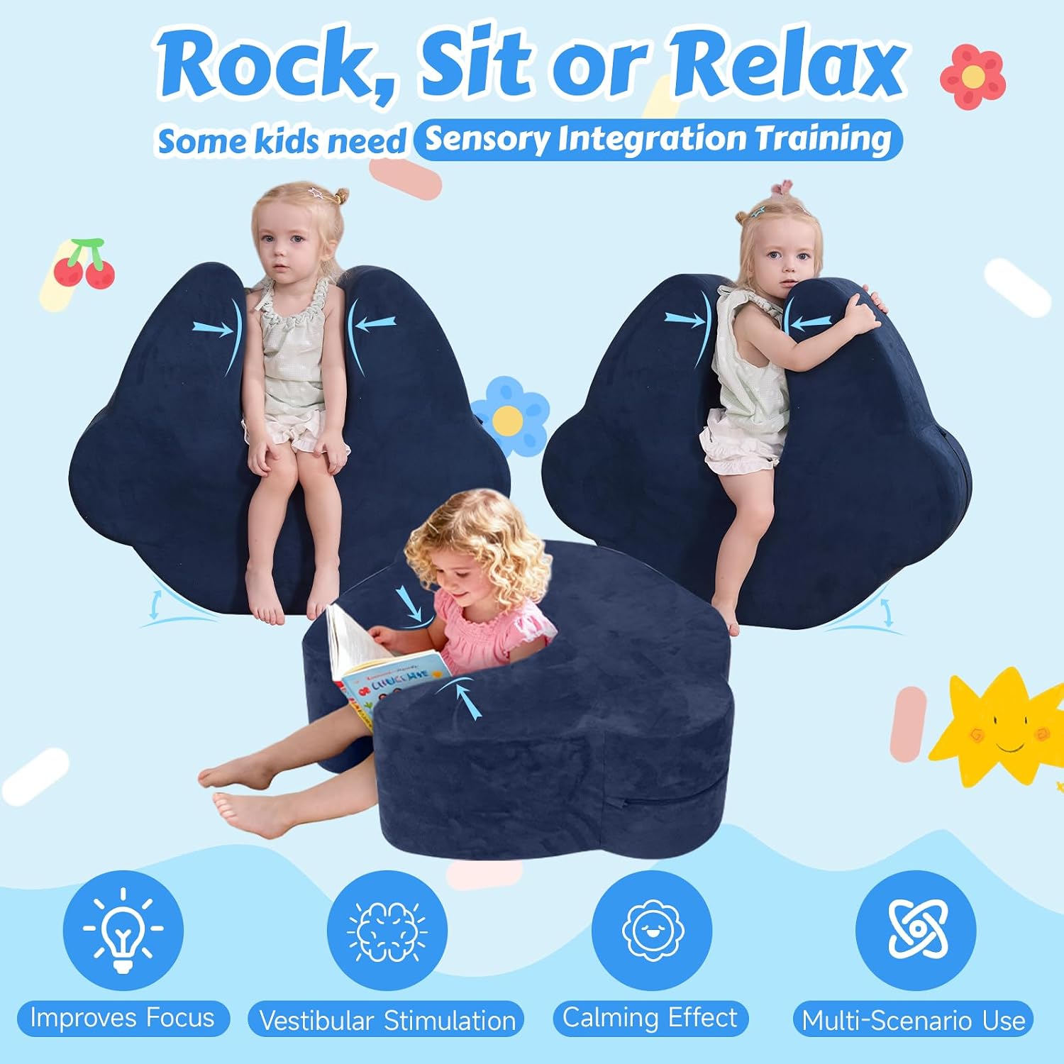 Sensory Soft Squeeze Seat for Kids, Compression Sensory Chair with Wobble Design, Flexible Seating for Autism, ADHD & Sensory Needs, Calming Seat for Home & Classroom