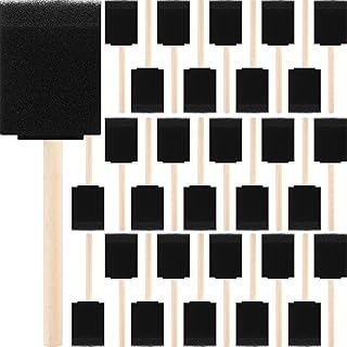 Maxdot 100 Pack 2 Inch Foam Paint Brushes Bulk Foam Sponge Brushes with Wood Handle for Painting, Acrylics, Stains, Varnishes, Crafts