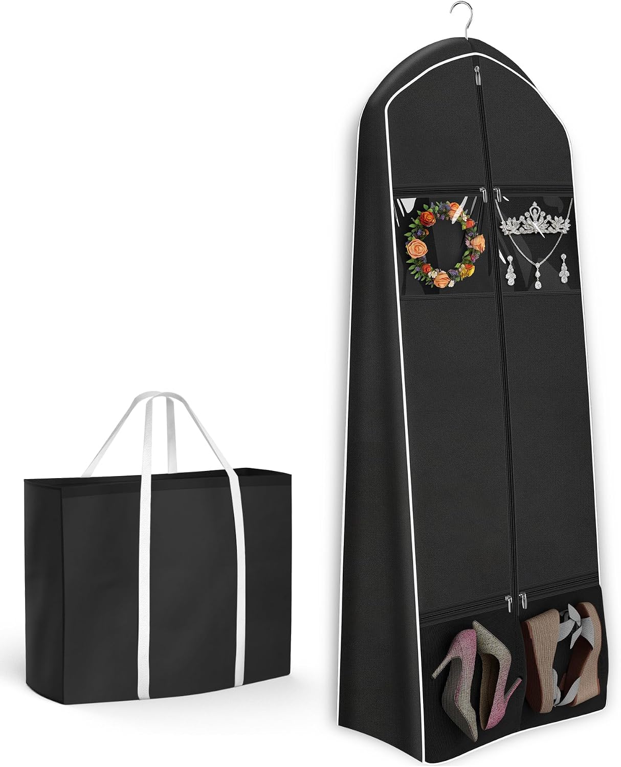 KEETDY 50 Pack Metal Hangers and 70" Wedding Dress Garment Bag image 2