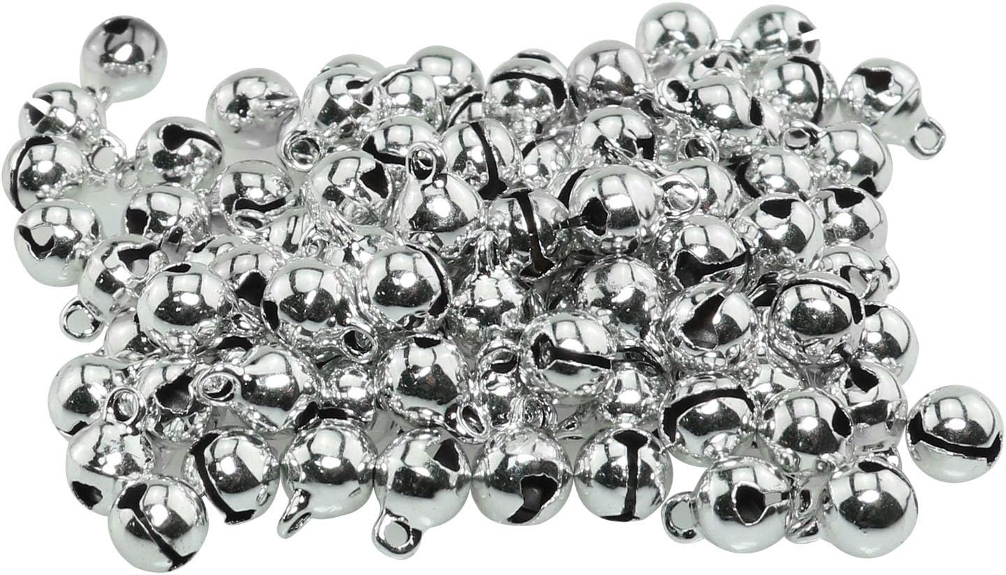1/4-Inch Jingle Bell 100PCS 6mm Small Silver Aluminium Alloy Bells for DIY Bracelet Anklets Necklace Knitting Jewelry Making