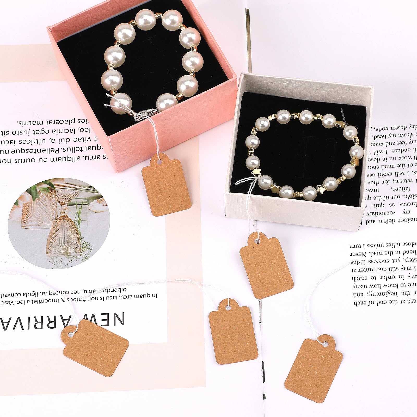 200 étiquettes Prix Blanches 35x22 Mm - Avec Ficelle De Suspension - Pour Bijoux, Vêtements, Cadeaux - Carton épais, Facile à écrire
