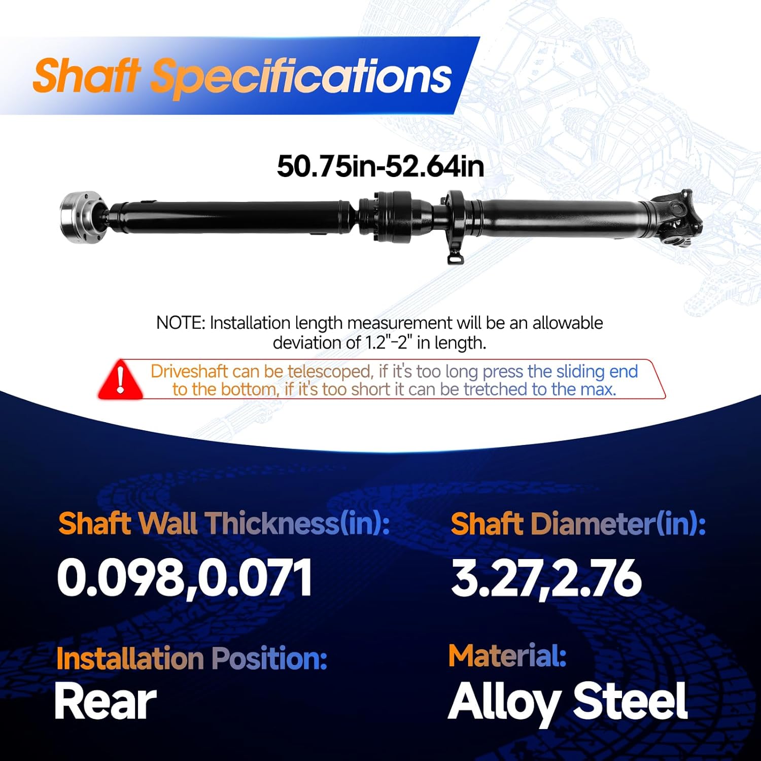 Rear Drive Shaft Prop DriveShaft Assembly Fit for Ford Mustang 2005-2010 4.6L,RWD, Replace# 9R3Z4R602AA, 5R3Z3B413AA