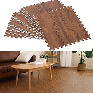 Nasmodo10MM/ 1CM Interlocking Wood Floor Eva Foam Mats Puzzle Mats for Floor Wood Grain Tiles for Home Office Playroom Bed...