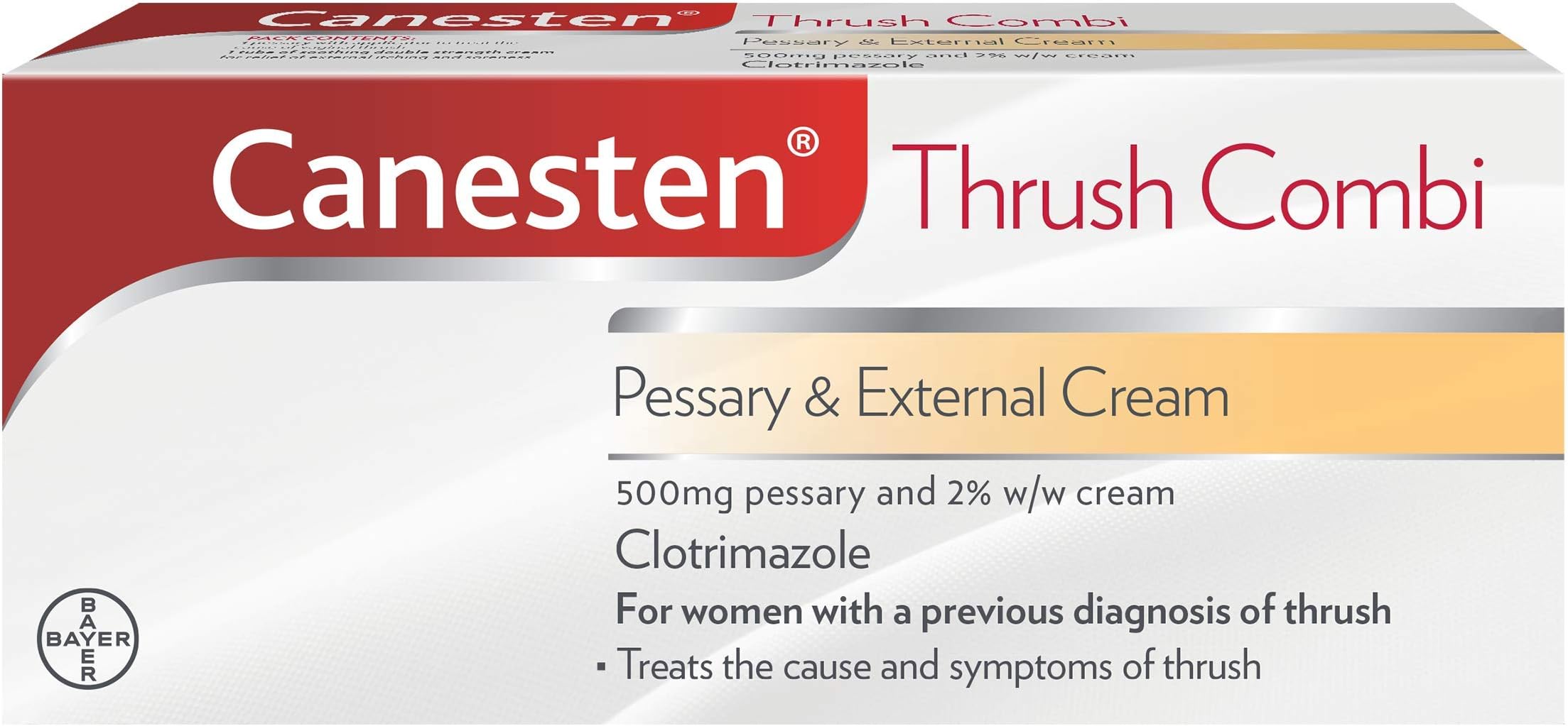 Thrush Combi Pessary & External Cream for Thrush Treatment | Clotrimazole | Two-Step Complete Relief Thrush Treatment