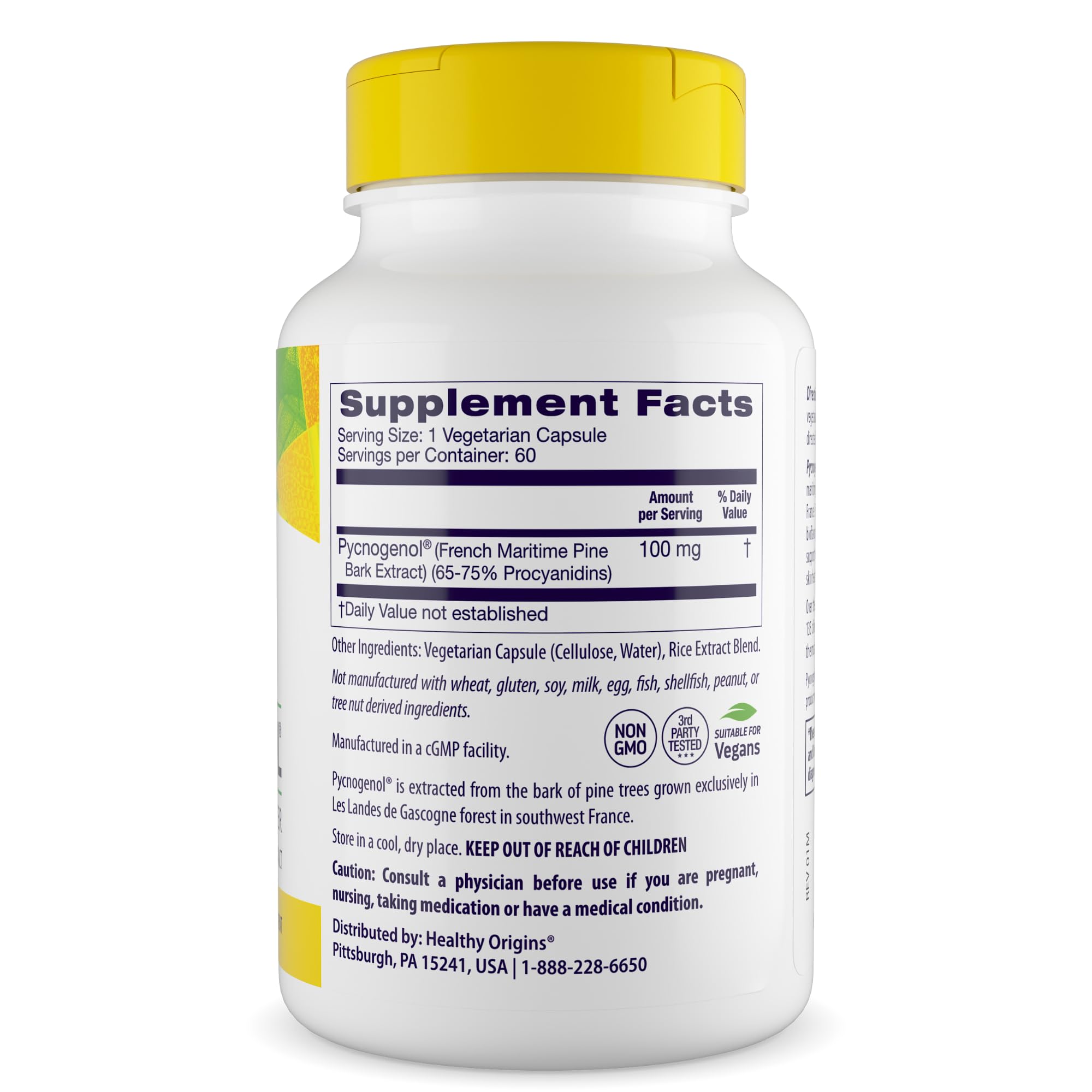 Healthy Origins Pycnogenol Pine Bark 100 mg, 60 Veggie Caps — Amazon image 2
