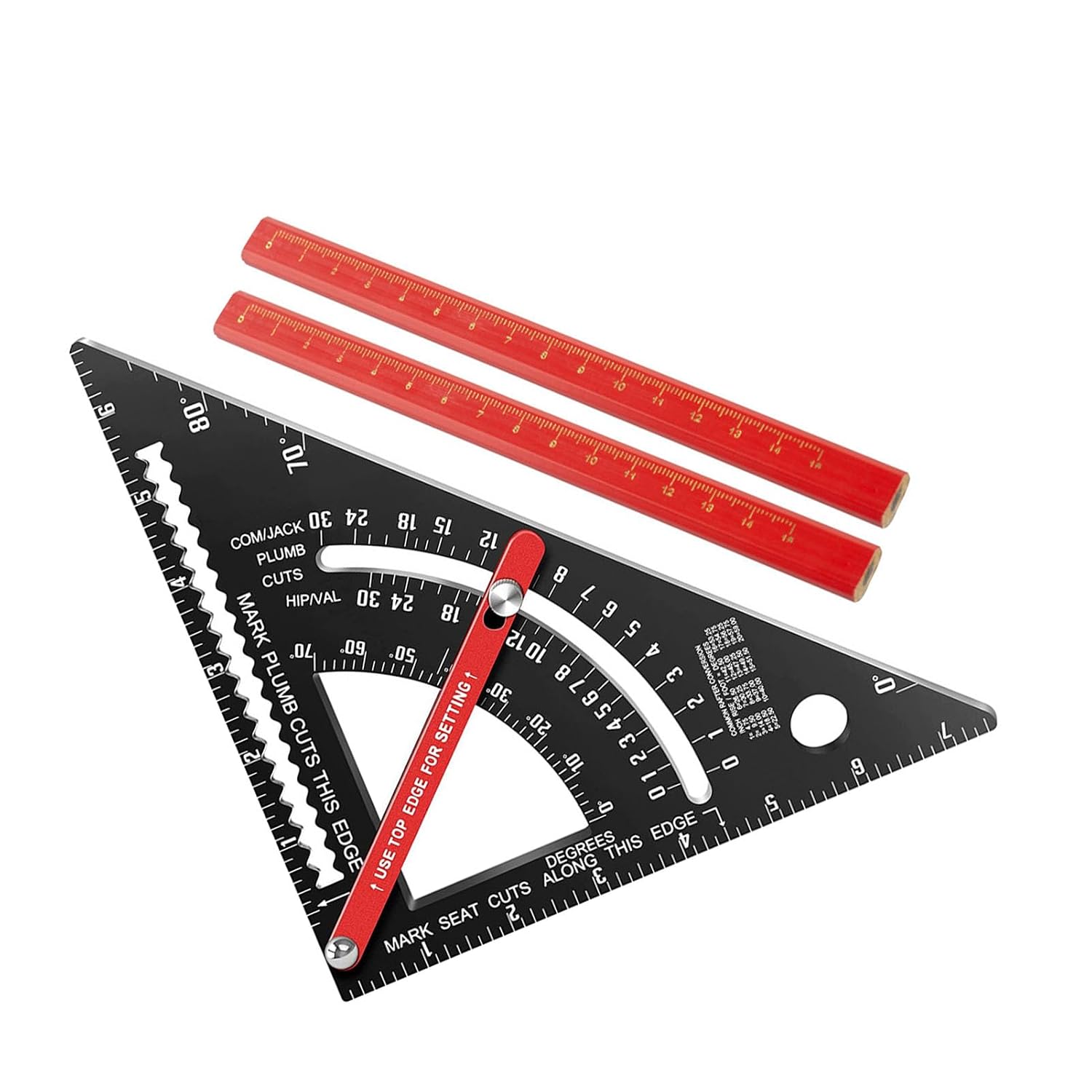 Carpenter Square, Clear Scale 7 Inch Combination Square Compact with 2 Pencils for Woodworking Roofing (Imperial)
