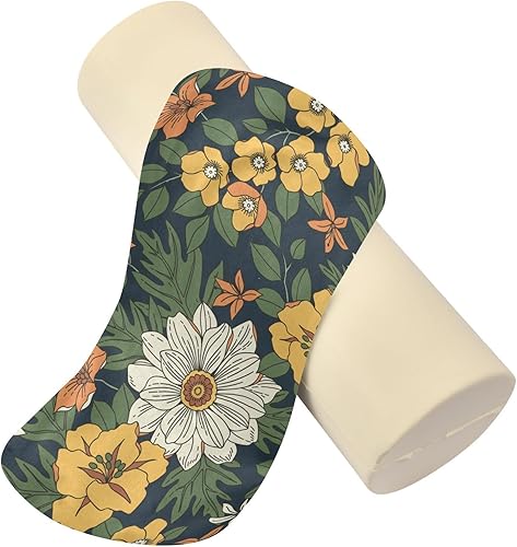 Miniatura 2 de KLL Autmun Trendy Floral Pattern Round Bolster Pillow Cylinder Neck Roll Pillow Round Pillows for Bed Cylinder Pillows for Bed Leg Support Pillow