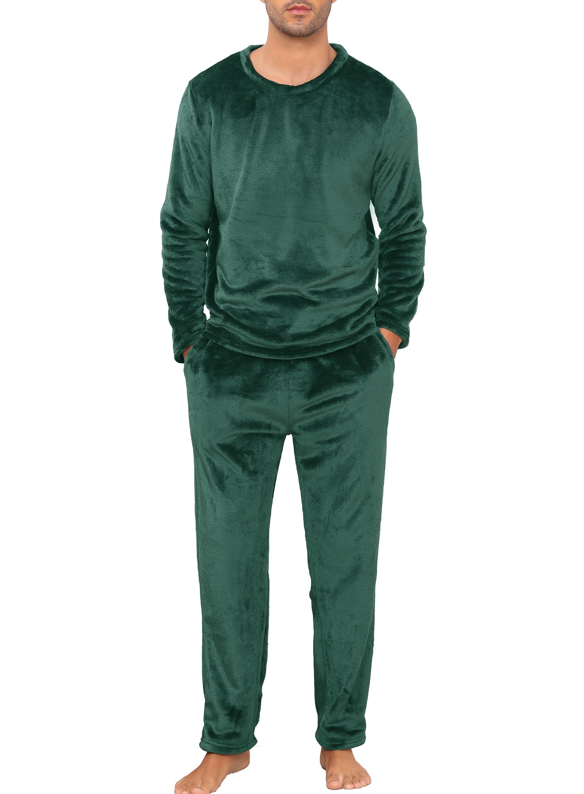 lovasy Fleece Pyjamas Men's Long Winter Warm Pyjama Set Two Piece Men's Pyjamas Long Sleeve Terry Cloth Pyjamas for Men-picture-16