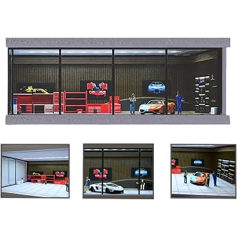143 Diorama Garage Model LED Lighting Realistic Parking Garage Scene
