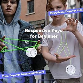 MAGICYOYO K2 Crystal Yoyo for Kids 8-12 & Beginners, Durable Plastic Responsive Yoyo Professional with Finger Spin & DNA Function, Includes 12 Yo-yo Strings, Yo yo Glove & Bag (Pure White